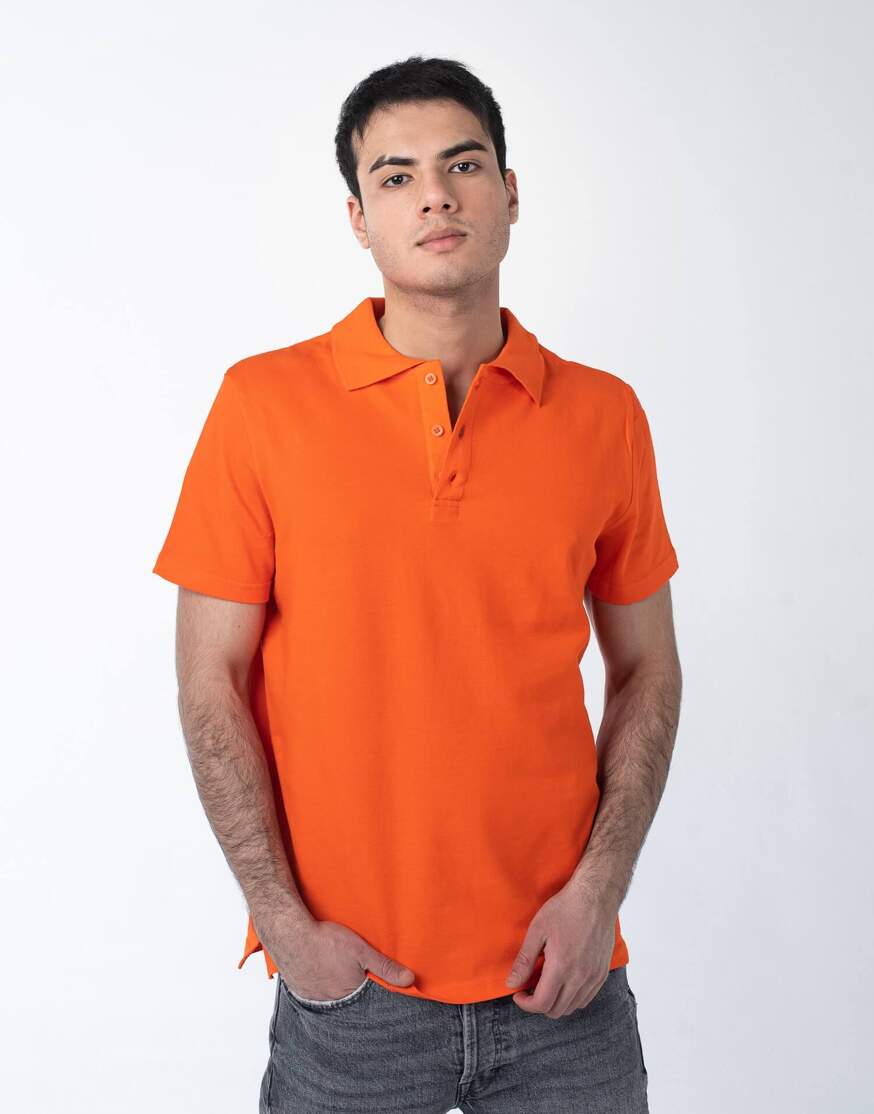 Оранжевая рубашка ПОЛО мужская оптом