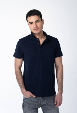 Мужская рубашка ПОЛО тёмно-синяя